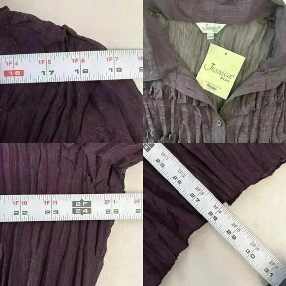 Vintage Maxi  Skirt Blouse 2PC Set Plisse Pleated Purple Metallic 22/24W NEW - Picture 14 of 16